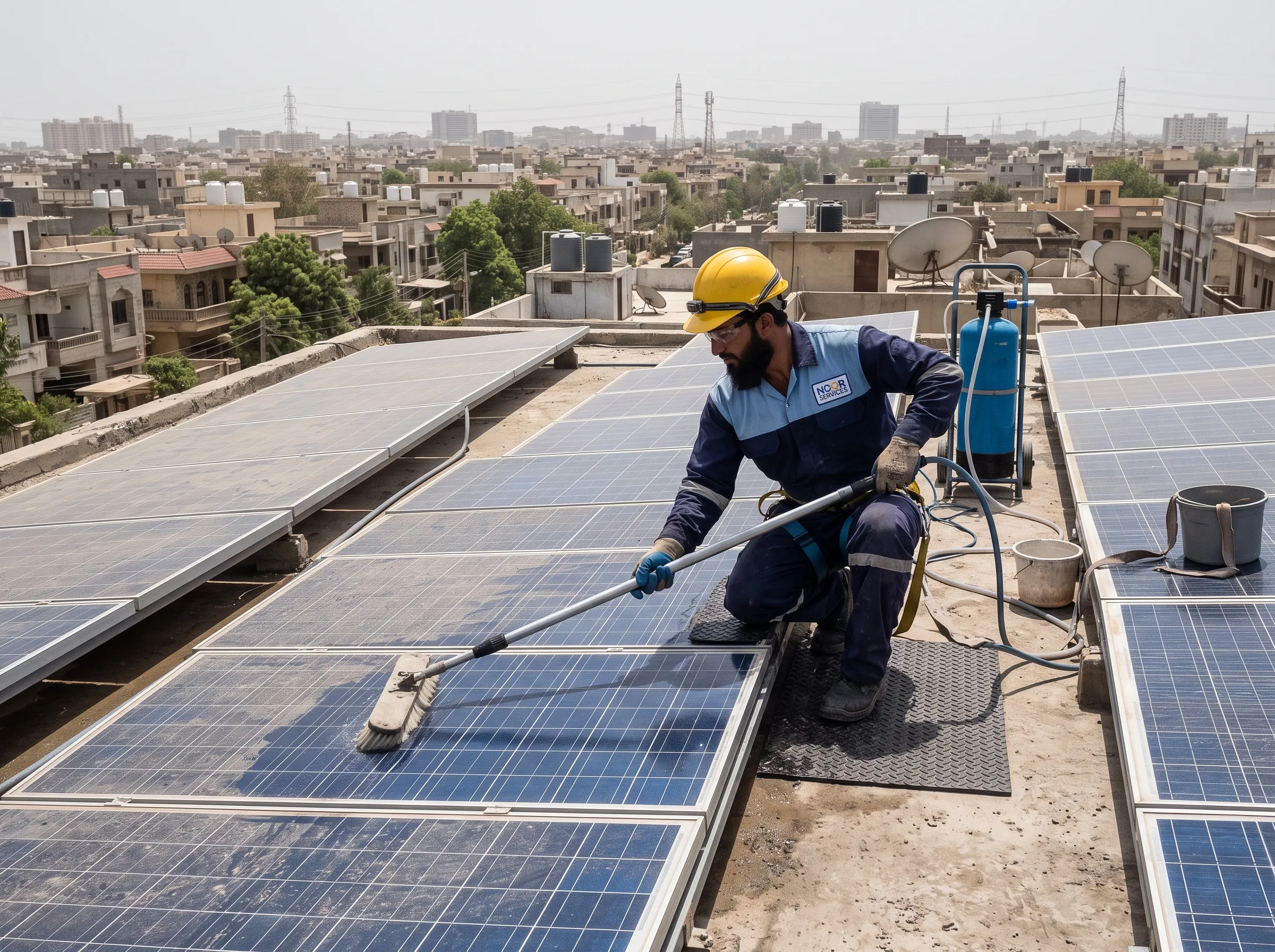Solar panel cleaning and maintenance service